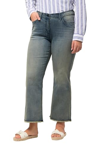 Ulla Popken Damen große Größen Übergrößen Plus Size Jeans Mary, Fransensaum, gerades Bein, 5-Pocket-Hose denimblau 42 829108723-42 von Ulla Popken