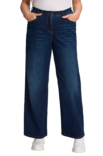 Ulla Popken Damen große Größen Übergrößen Plus Size Jeans Mary, weites Bein, 5-Pocket-Schnitt, Komfortbund Blue Denim 25 724600902-25 von Ulla Popken