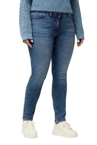 Ulla Popken Damen große Größen Übergrößen Plus Size Jeans Sarah, Streifen, schmales Bein, 5-Pocket-Hose Blue Denim 48 823849902-48 von Ulla Popken