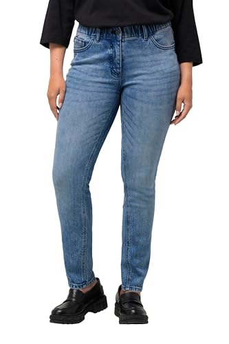 Ulla Popken Damen große Größen Übergrößen Plus Size Jeans Sarah, Wascheffekte, schmales, konisches Bein Blue Denim 56 826471902-56 von Ulla Popken