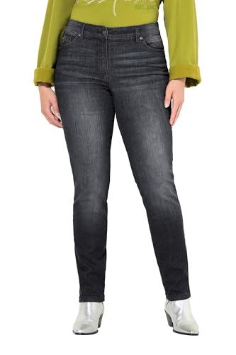 Ulla Popken Damen große Größen Übergrößen Plus Size Jeans Sarah, Ziersteine, schmales Bein Black 24 830525100-24 von Ulla Popken