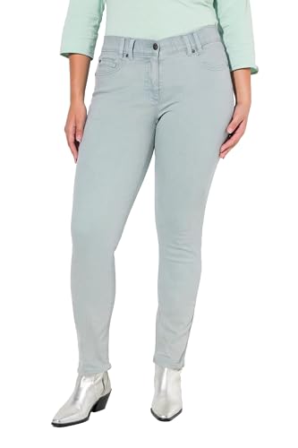 Ulla Popken Damen große Größen Übergrößen Plus Size Jeans Sarah, schmales Bein, Komfortbund, 5-Pocket-Hose helles moosgrün 62 835246182-62 von Ulla Popken