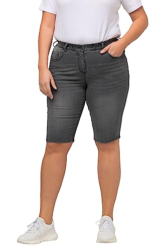 Ulla Popken Damen große Größen Übergrößen Plus Size Jeansbermuda Mandy, 5-Pocket-Form, Komfortbund hellgrau Denim 60 818440904-60 von Ulla Popken