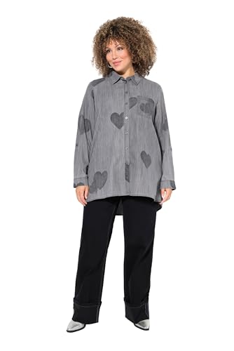 Ulla Popken Damen große Größen Übergrößen Plus Size Jeansbluse, Herzen, Hemdkragen, Langarm, Lyocellmix von Ulla Popken