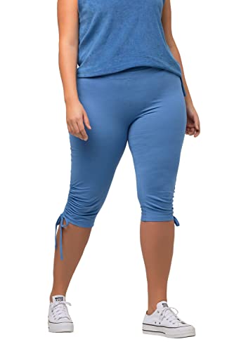 Ulla Popken Damen große Größen Übergrößen Plus Size Jersey-Capri, Raffband, Elastikbund, Biobaumwolle helle Kornblume 50+ 804564729-50+ von Ulla Popken