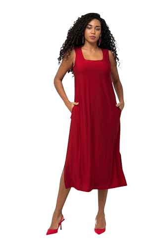 Ulla Popken Damen große Größen Übergrößen Plus Size Jersey-Kleid, A-Linie, Carree-Ausschnitt, ärmellos mohnrot 50+ 827908528-50+ von Ulla Popken