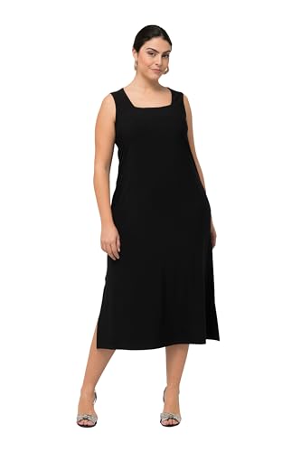 Ulla Popken Damen große Größen Übergrößen Plus Size Jersey-Kleid, A-Linie, Carree-Ausschnitt, ärmellos schwarz 46+ 827908100-46+ von Ulla Popken