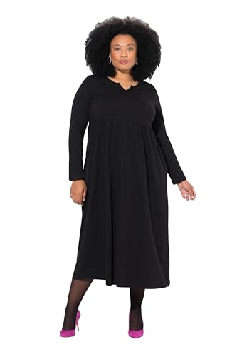 Ulla Popken Damen große Größen Übergrößen Plus Size Jersey-Maxikleid, A-Linie, Tunika-Ausschnitt, Langarm schwarz 50+ 825497100-50+ von Ulla Popken