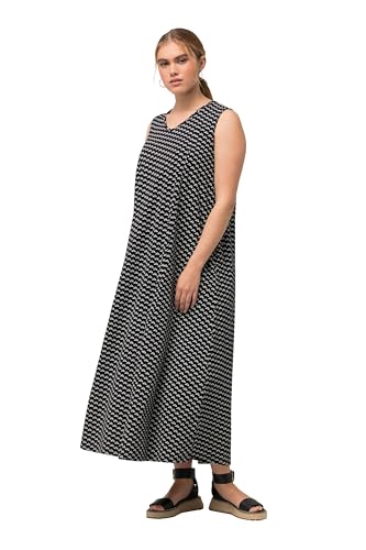 Ulla Popken Damen große Größen Übergrößen Plus Size Jersey-Maxikleid, A-Linie, V-Ausschnitt, ärmellos schwarz 54+ 829620100-54+ von Ulla Popken