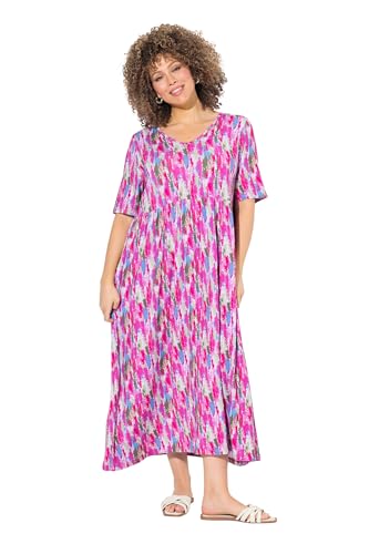 Ulla Popken Damen große Größen Übergrößen Plus Size Jersey-Midikleid, A-Linie, V-Ausschnitt, Halbarm kühles pink 46+ 837922807-46+ von Ulla Popken