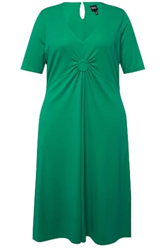 Ulla Popken Damen große Größen Übergrößen Plus Size Jersey-Midikleid, A-Linie, V-Ausschnitt, Halbarm smaragd 58+ 826624457-58+ von Ulla Popken