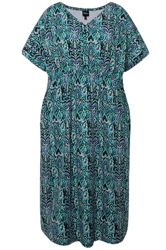 Ulla Popken Damen große Größen Übergrößen Plus Size Jersey-Midikleid, Oversized, V-Ausschnitt, Halbarm asphaltgrau 54+ 828245110-54+ von Ulla Popken