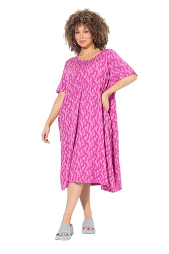 Ulla Popken Damen große Größen Übergrößen Plus Size Jersey-Midikleid, Tupfen, Biesen, Rundhals, Halbam kühles pink 50+ 837920807-50+ von Ulla Popken