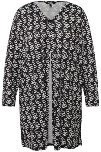 Ulla Popken Damen große Größen Übergrößen Plus Size Jerseyjacke, Ringmuster, A-Linie, V-Ausschnitt schwarz 42+ 825690100-42+ von Ulla Popken