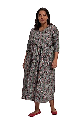 Ulla Popken Damen große Größen Übergrößen Plus Size Jerseykleid, A-Line, Empirenaht, Taschen, V-Ausschnitt, 3/4-Arm steingrau 46+ 818234109-46+ von Ulla Popken