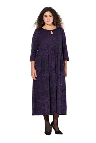Ulla Popken Damen große Größen Übergrößen Plus Size Jerseykleid, A-Linie, Blumendruck Lilie 54+ 837145843-54+ von Ulla Popken