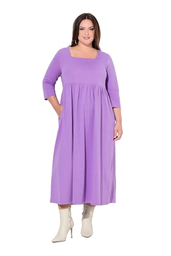 Ulla Popken Damen große Größen Übergrößen Plus Size Jerseykleid, A-Linie, Carré-Ausschnitt, 3/4-Arm lila 62+ 825963811-62+ von Ulla Popken