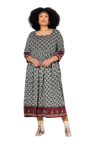 Ulla Popken Damen große Größen Übergrößen Plus Size Jerseykleid, A-Linie, Carree-Ausschnitt, 3/4-Arm, Taschen schwarz 54+ 832796100-54+ von Ulla Popken