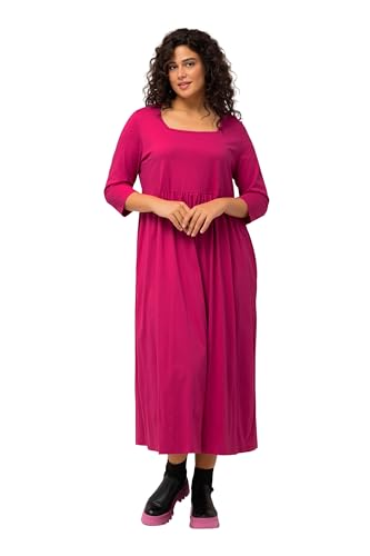 Ulla Popken Damen große Größen Übergrößen Plus Size Jerseykleid, A-Linie, Carree-Ausschnitt, 3/4-Arm Fuchsia pink 46+ 825963810-46+ von Ulla Popken