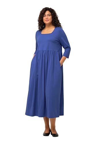 Ulla Popken Damen große Größen Übergrößen Plus Size Jerseykleid, A-Linie, Carree-Ausschnitt, 3/4-Arm blau lila 58+ 825963726-58+ von Ulla Popken