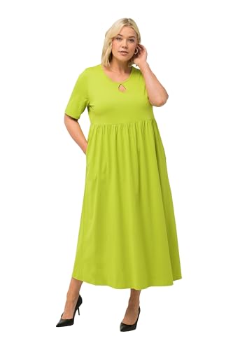 Ulla Popken Damen große Größen Übergrößen Plus Size Jerseykleid, A-Linie, Rundhals, Halbarm, Taschen maigrün 62+ 829589417-62+ von Ulla Popken