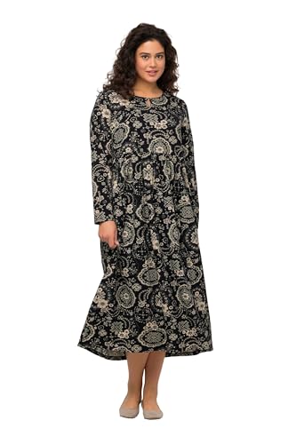 Ulla Popken Damen große Größen Übergrößen Plus Size Jerseykleid, A-Linie, Rundhals, Keyhole, Langarm Marine 62+ 825478130-62+ von Ulla Popken