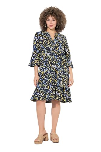 Ulla Popken Damen große Größen Übergrößen Plus Size Jerseykleid, A-Linie, Tunika-Ausschnitt, 3/4-Arm Sonnengelb 54+ 838224607-54+ von Ulla Popken