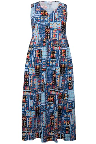 Ulla Popken Damen große Größen Übergrößen Plus Size Jerseykleid, A-Linie, Tunika-Ausschnitt, ärmellos Jeansblau 54+ 827788739-54+ von Ulla Popken