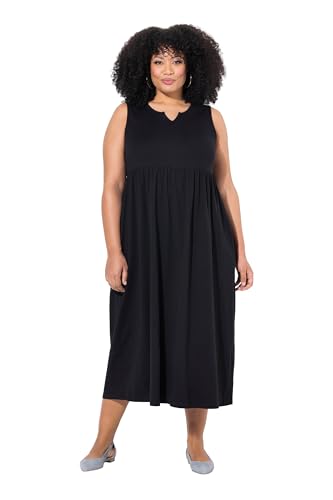 Ulla Popken Damen große Größen Übergrößen Plus Size Jerseykleid, A-Linie, Tunika-Ausschnitt, ärmellos schwarz 54+ 827791100-54+ von Ulla Popken