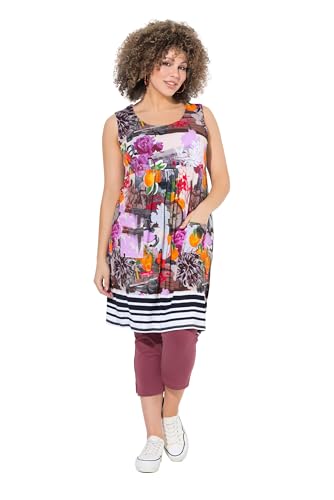 Ulla Popken Damen große Größen Übergrößen Plus Size Jerseykleid, Bedruckt, A-Linie, Rundhals, ärmellos Lavendel 42+ 840425808-42+ von Ulla Popken