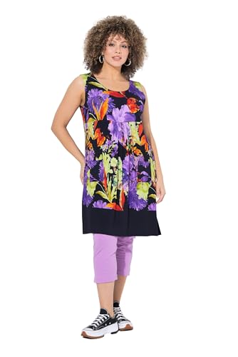 Ulla Popken Damen große Größen Übergrößen Plus Size Jerseykleid, Bedruckt, A-Linie, Rundhals, ärmellos schwarz 46+ 840425100-46+ von Ulla Popken