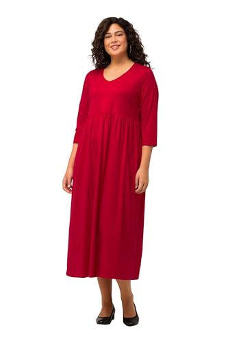 Ulla Popken Damen große Größen Übergrößen Plus Size Jerseykleid, Empirenaht, V-Ausschnitt, 3/4-Arm, Taschen Salsa 42+ 825961530-42+ von Ulla Popken