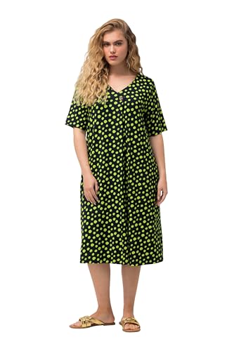 Ulla Popken Damen große Größen Übergrößen Plus Size Jerseykleid, Punkte, A-Linie, V-Ausschnitt, Halbarm Marine 54+ 829613130-54+ von Ulla Popken