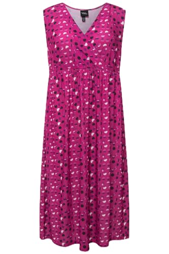 Ulla Popken Damen große Größen Übergrößen Plus Size Jerseykleid, Punkte, A-Linie, V-Ausschnitt, ärmellos Fuchsia pink 58+ 829594810-58+ von Ulla Popken
