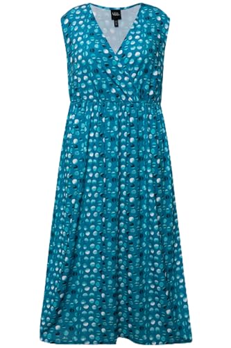 Ulla Popken Damen große Größen Übergrößen Plus Size Jerseykleid, Punkte, A-Linie, V-Ausschnitt, ärmellos blau 54+ 829594754-54+ von Ulla Popken