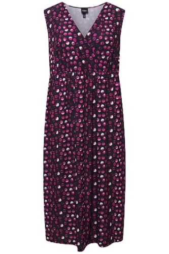 Ulla Popken Damen große Größen Übergrößen Plus Size Jerseykleid, Punkte, A-Linie, V-Ausschnitt, ärmellos schwarz 50+ 829594100-50+ von Ulla Popken