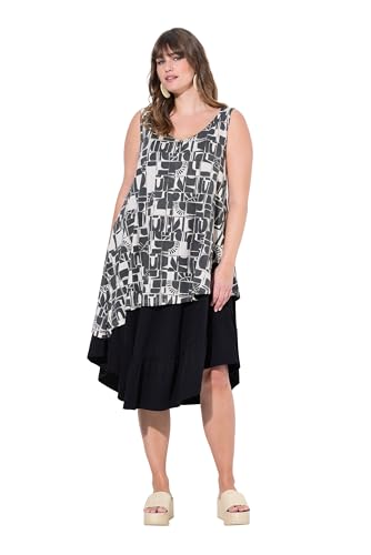 Ulla Popken Damen große Größen Übergrößen Plus Size Jerseykleid, Sonnen, V-Ausschnitt, ärmellos, Biobaumwolle schwarz 58+ 837484100-58+ von Ulla Popken