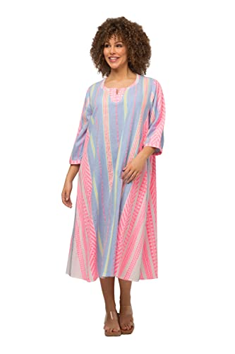 Ulla Popken Damen große Größen Übergrößen Plus Size Kaftan, Ethnomuster, A-Linie, Tunika-Ausschnitt, 3/4-Arm hellblau 46+ 818541700-46+ von Ulla Popken