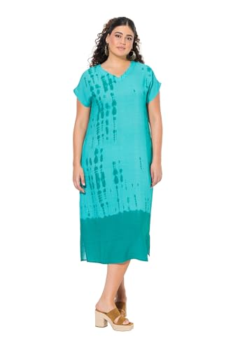 Ulla Popken Damen große Größen Übergrößen Plus Size Kaftan, Leinenmix, Batikdruck, V-Ausschnitt, Halbarm Petrol 42+ 838672769-42+ Ulla Popken Damen große Größen Übergrößen Plus Size Kaftan, Leinenmix, Batikdruck, V-Ausschnitt, Halbarm Petrol 42+ 838672769-42+ von Ulla Popken
