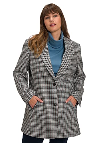 Ulla Popken Damen große Größen Übergrößen Plus Size Karo-Blazer, Reverskragen, Langarm beige 42+ 809170300-42+ von Ulla Popken