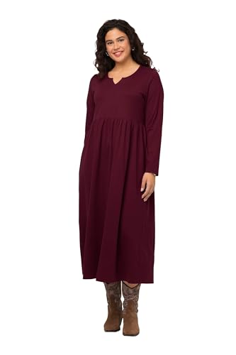 Ulla Popken Damen große Größen Übergrößen Plus Size Kleid, A-Linie, Jersey mit Tunika-Ausschnitt, Langarm Jeans blau 58+ 825497763-58+ von Ulla Popken