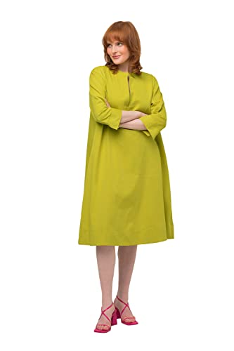 Ulla Popken Damen große Größen Übergrößen Plus Size Kleid, A-Linie, Taschen, Tunika-Ausschnitt, 3/4-Arm Pistazie 46+ 816408410-46+ von Ulla Popken