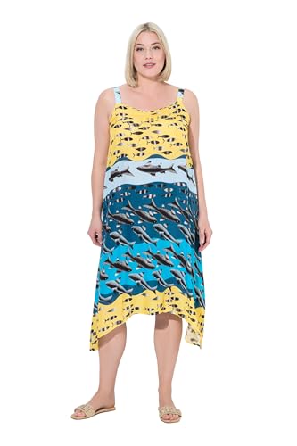 Ulla Popken Damen große Größen Übergrößen Plus Size Kleid, Fische, A-Linie, V-Ausschnitt, ärmellos tannengrün 46+ 837333752-46+ von Ulla Popken