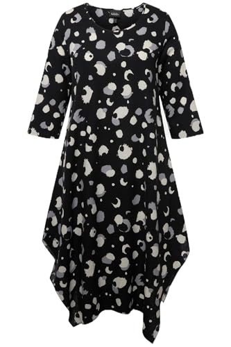 Ulla Popken Damen große Größen Übergrößen Plus Size Kleid, Leinenmix, A-Linie, Rundhals, 3/4-Arm schwarz 50+ 828313100-50+ von Ulla Popken