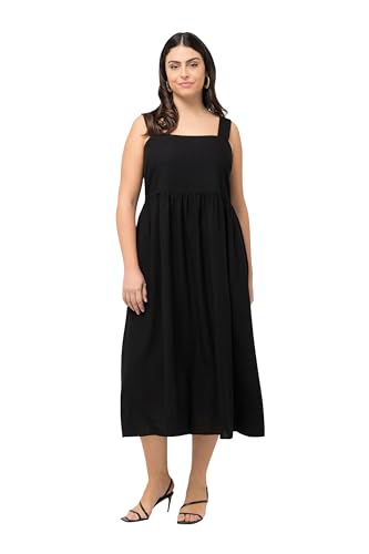 Ulla Popken Damen große Größen Übergrößen Plus Size Kleid, Leinenmix, A-Linie, Taschen, ärmellos schwarz 46+ 816627100-46+ von Ulla Popken