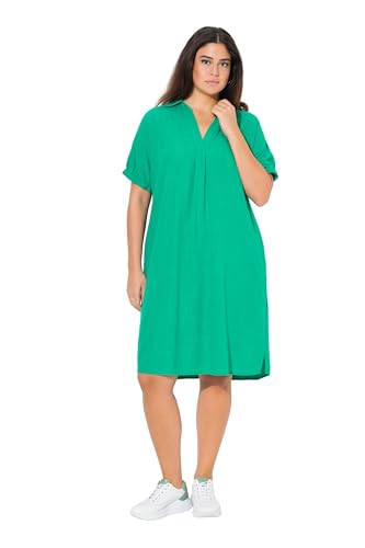 Ulla Popken Damen große Größen Übergrößen Plus Size Kleid, Leinenmix, Oversized, Hemdkragen, Halbarm smaragd 62+ 837413457-62+ von Ulla Popken