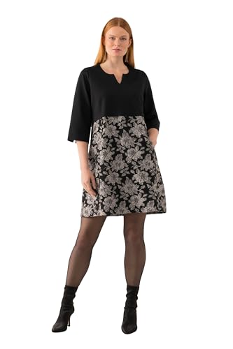 Ulla Popken Damen große Größen Übergrößen Plus Size Kleid, Punto di Roma, Tunika-Ausschnitt, 3/4Arm schwarz 46+ 823822100-46+ von Ulla Popken