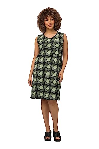 Ulla Popken Damen große Größen Übergrößen Plus Size Kleid, Retro-Design, A-Linie, V-Ausschnitt, ärmellos Khaki 54+ 821197196-54+ von Ulla Popken