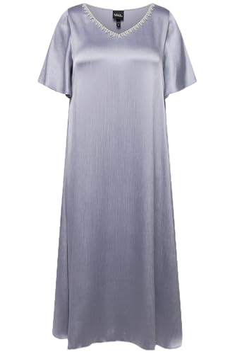 Ulla Popken Damen große Größen Übergrößen Plus Size Kleid, Zierperlen, V-Ausschnitt, Halbarm helles stahlblau 42+ 827988180-42+ von Ulla Popken