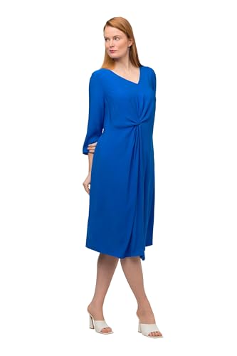 Ulla Popken Damen große Größen Übergrößen Plus Size Kleid, asymmetrischer V-Ausschnitt, 3/4-Arm clematisblau 54 817400765-54 von Ulla Popken